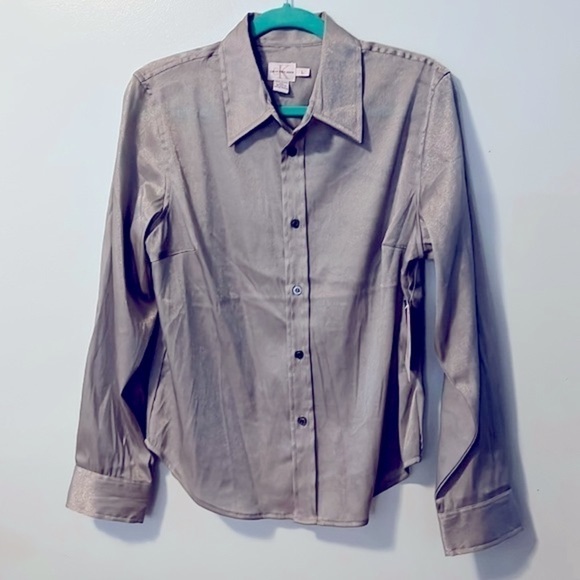 Calvin Klein Tops - Calvin Klein Button Shimmer Shirt NOS with Tags size Large